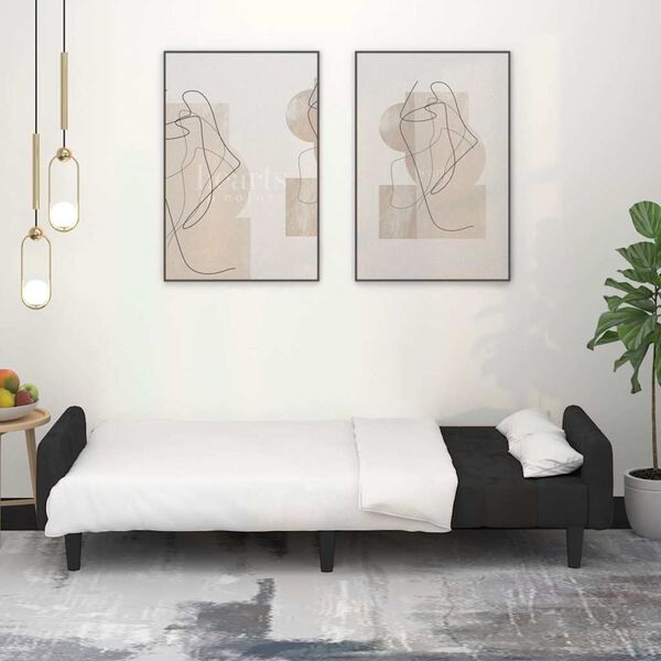 vidaXL Schlafsofa 2-Sitzer Schwarz Samt