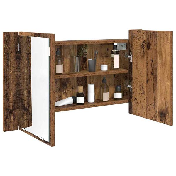 vidaXL Badezimmerspiegelschrank Altholz 80 x 12 x 45 cm Holzwerkstoff