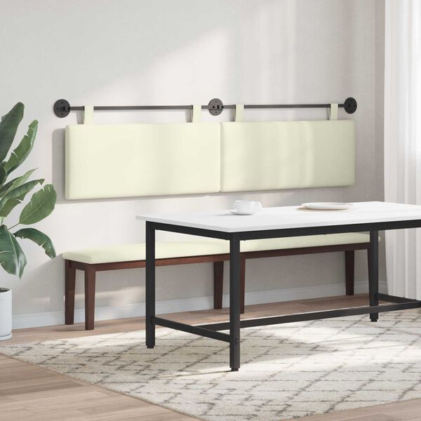 vidaXL H&auml;ngevorderseite Wandmontiert Creme 210 x 55 x 5 cm Cordstoff