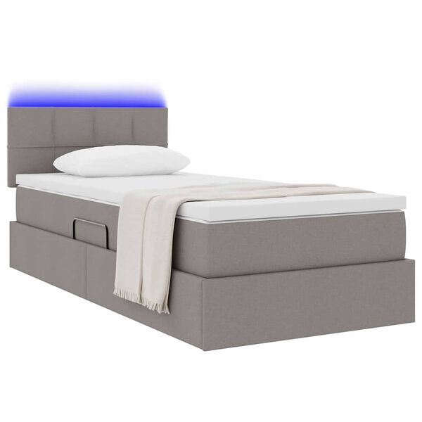 vidaXL Bett mit Stauraum und LED mit Matratze Taupe 100 x 200 cm Stoff