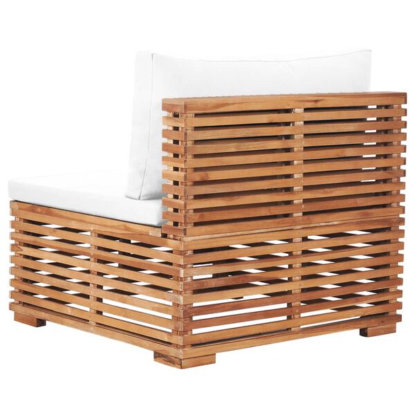 vidaXL Garten-Mittelsofa mit Cremewei&szlig;er Auflage Massivholz Teak