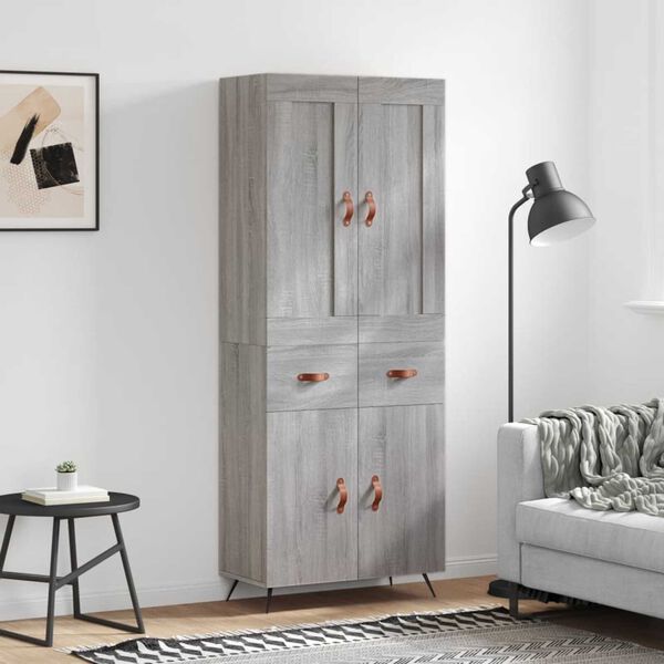 vidaXL Highboard Grau Sonoma 69,5x34x180 cm Holzwerkstoff