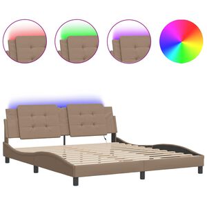 vidaXL Bettgestell mit LED ohne Matratze "Zadar" Cappuccino-Braun 180x200 cm