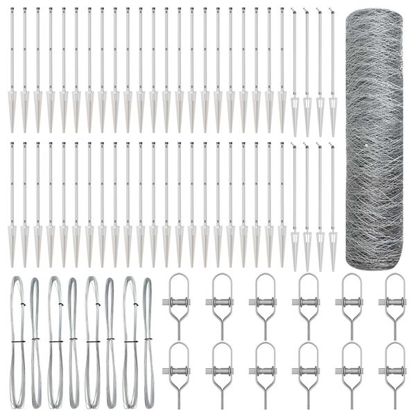 vidaXL Zaunpfosten Silber 100 x 0,4 m (50 mm Netz) Stahl