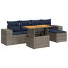 vidaXL 6-tlg. Garten-Sofagarnitur mit Kissen Grau Poly Rattan