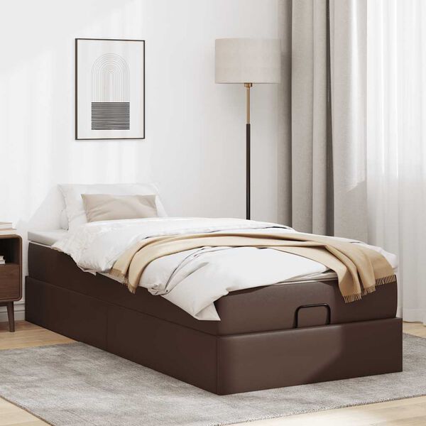 vidaXL Ottoman-Bett mit Matratze Braun 90x200 cm Kunstleder