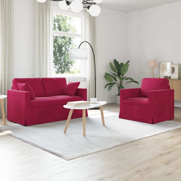 vidaXL Sofa 2 pcs Weinrot