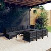 vidaXL 11-tlg. Garten-Lounge-Set mit Kissen Schwarz Kiefer Massivholz