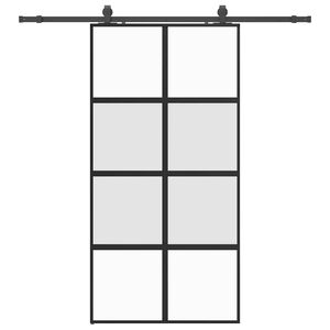 vidaXL Schiebet&uuml;r mit Beschlag Schwarz 102,5x205 cm Hartglas