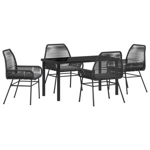 vidaXL Garten Essgruppe mit Kissen 5 pcs Schwarz Poly-Rattan