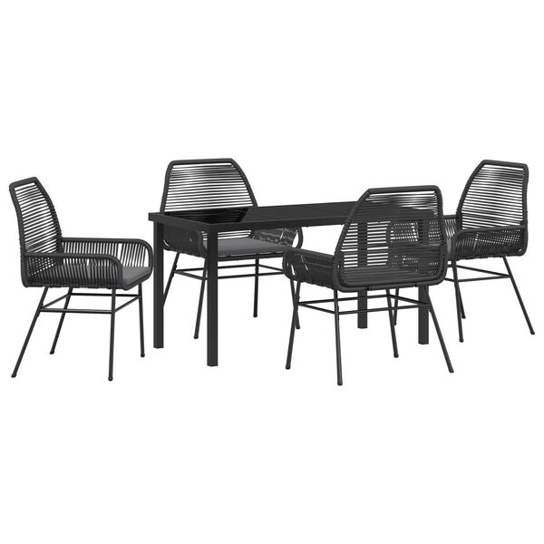 vidaXL Garten Essgruppe mit Kissen 5 pcs Schwarz Poly-Rattan
