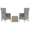 vidaXL 3-tlg. Garten-Lounge-Set Grau Poly Rattan & Massivholz Akazie