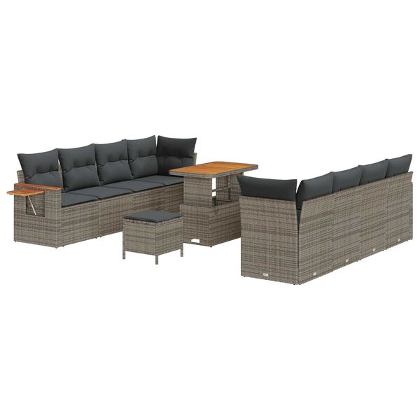 vidaXL Gartensofa-set mit Kissen 11 pcs Grau