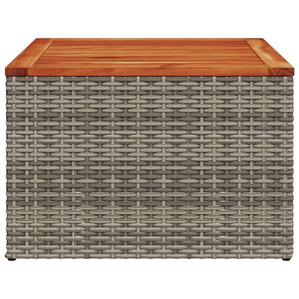 vidaXL Gartentisch Grau 55x55x37 cm Poly Rattan und Akazienholz