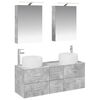 vidaXL Badezimmerm&ouml;bel-Set 5 pcs Betongrau Ingenieurholz und Glas