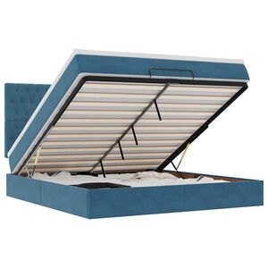 vidaXL Ottoman-Bett mit Matratzen & LEDs Dunkelblau 160x200 cm Samt
