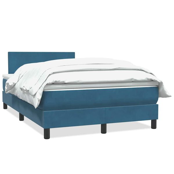 vidaXL Boxspringbett mit Matratze Dunkelblau 120x210 cm Samt