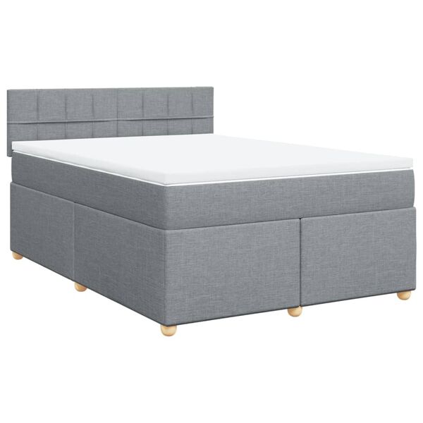 vidaXL Boxspringbett mit Matratze Hellgrau 140x190 cm Stoff