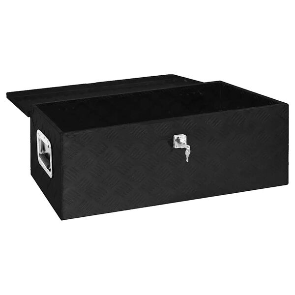 vidaXL Aufbewahrungsbox Schwarz 90x47x33,5 cm Aluminium