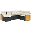 vidaXL 7-tlg. Garten-Sofagarnitur mit Kissen Schwarz Poly Rattan