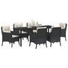 vidaXL Garten Essgruppe mit Kissen 7 pcs Schwarz Poly-Rattan