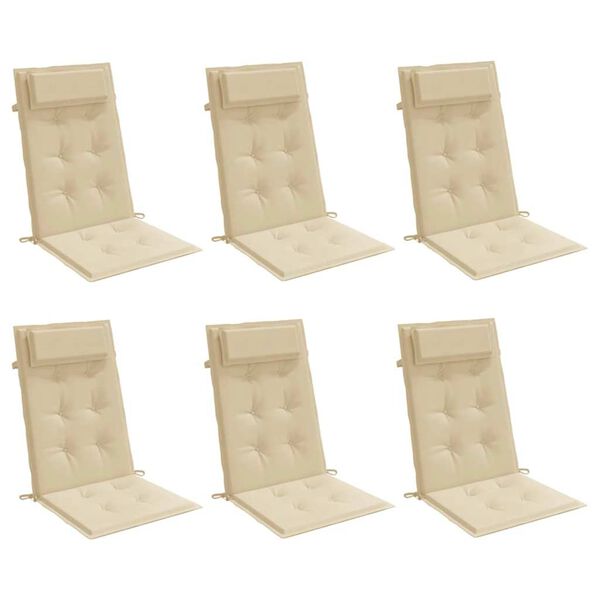 vidaXL Hochlehner-Auflagen 6 Stk. Beige Oxford-Gewebe