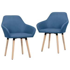 vidaXL Esszimmerst&uuml;hle 2 Stk. Blau Stoff
