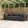 vidaXL 3-Sitzer-Sofa mit Kissen Grau Poly Rattan