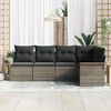 vidaXL Gartensofa-set mit Speicher 5 pcs Grau Poly-Rattan