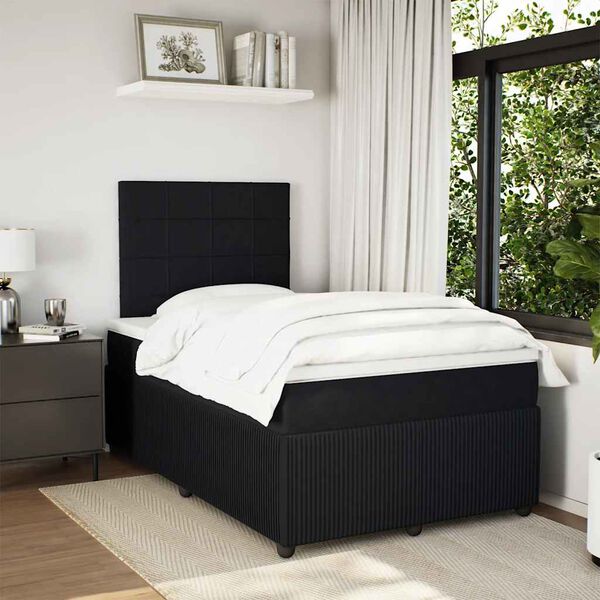 vidaXL Boxspringbett mit Matratze Schwarz 120x190 cm Samt