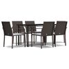 vidaXL 7-tlg. Garten-Essgruppe mit Kissen Poly Rattan und Stahl