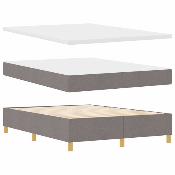 vidaXL Boxspringbett mit Matratze Taupe 140 x 200 cm Stoff
