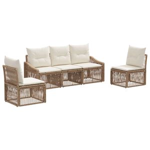 vidaXL Gartensofa-set 5 stk. Beige Poly-Rattan