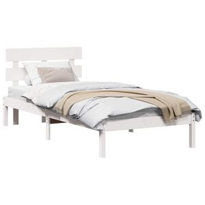 vidaXL Bettgestell mit Kopfteil Wei&szlig; 80 x 200 cm Massivholz Kiefer
