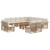 vidaXL Gartensofa-set 14 stk. Nat&uuml;rlich und Cremwei&szlig; Poly-Rattan