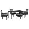 vidaXL Garten Essgruppe mit Kissen 5 pcs Schwarz Poly-Rattan