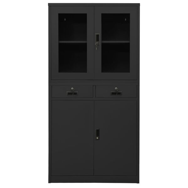 vidaXL Büroschrank Anthrazit 90x40x180 cm Stahl gehärtetes Glas