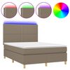 vidaXL Boxspringbett mit Matratze & LED Taupe 140x200 cm Stoff