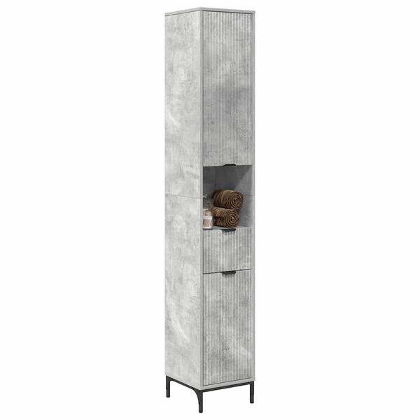vidaXL Badezimmerschrank mit Schubladen Beton Grau 31,5 x 33 x 190 cm