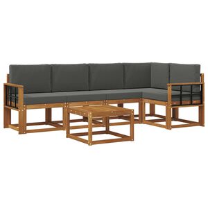 vidaXL Outdoor-Sofagarnitur mit Kissen 6 pcs Natur und Anthrazit