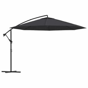 vidaXL Ampelschirm mit Stahl-Mast 350 cm Schwarz