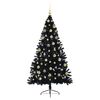 vidaXL K&uuml;nstlicher vorbeleuchteter Weihnachtsbaum Schwarz 180 cm PVC