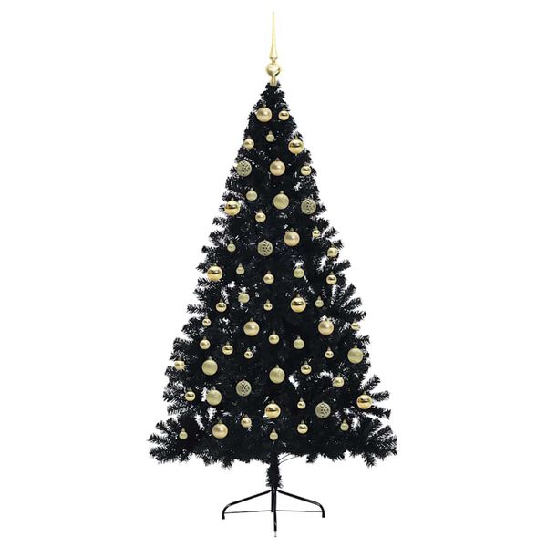 vidaXL K&uuml;nstlicher vorbeleuchteter Weihnachtsbaum Schwarz 180 cm PVC