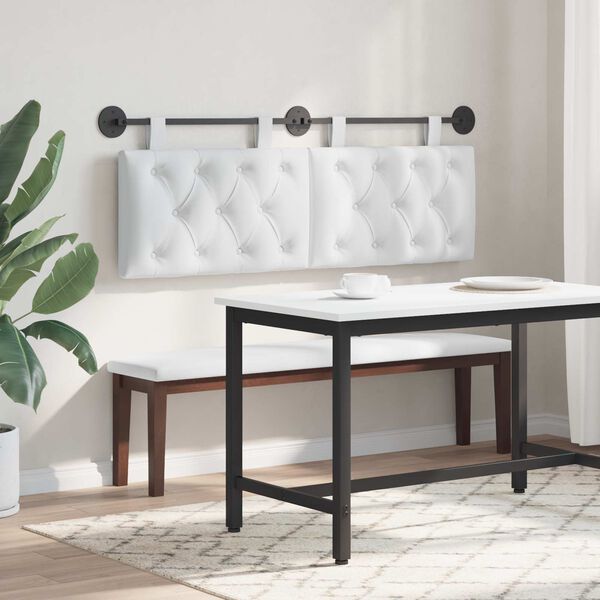 vidaXL H&auml;ngevorderseite Wandmontiert Wei&szlig; 130 x 55 x 7 cm Stoff