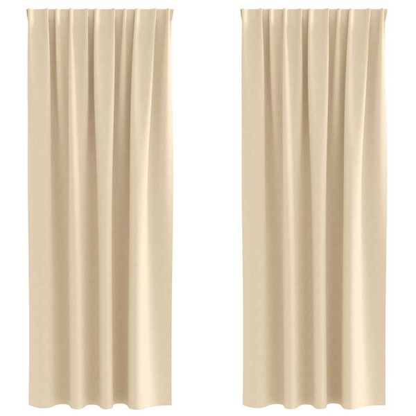 vidaXL Verdunkelungs-Vorh&auml;nge mit Ringen 2 pcs Creme 225 x 140 cm