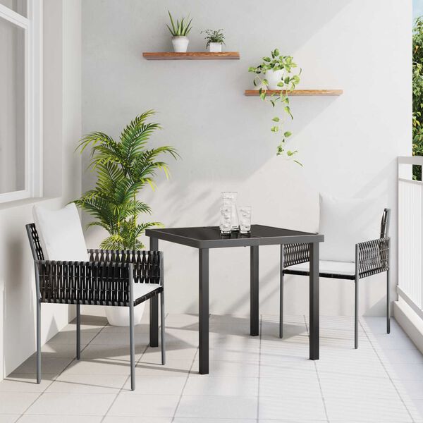 vidaXL Garten Essgruppe 3 pcs Braun und Schwarz PE-Rattan