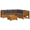 vidaXL Outdoor-Sofagarnitur mit Kissen 6 St&uuml;ck Braun Massivholz Akazie