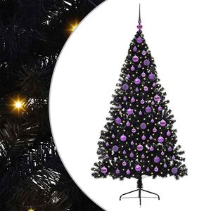 vidaXL K&uuml;nstlicher vorbeleuchteter Weihnachtsbaum Schwarz 180 cm PVC