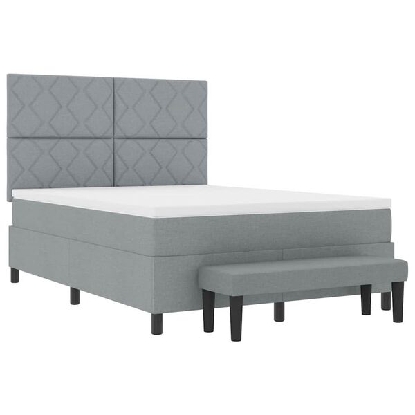 vidaXL Boxspringbett mit Matratze Hellgrau 160 x 200 cm Stoff