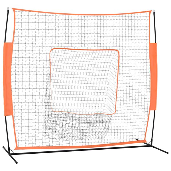 vidaXL Baseball-Netz Tragbar Orange Schwarz 219x107x212cm Stahl Polyester